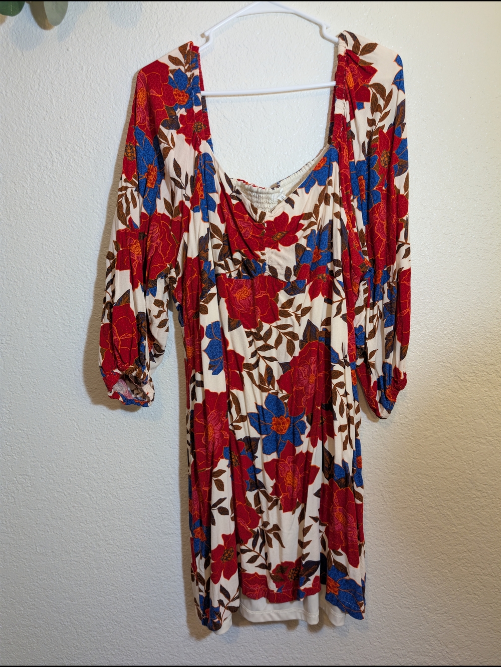 Maurices Floral Midi Dress in Red, Blue & Cream - Picture 2 of 3